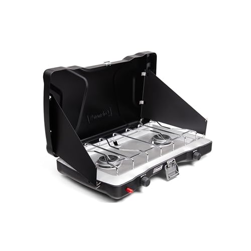 Portable 2 Burner Propane Camping Stove with Wind Guards