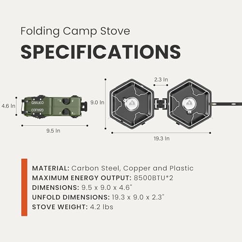 Portable 2 Burner Propane Camping Stove with Bag