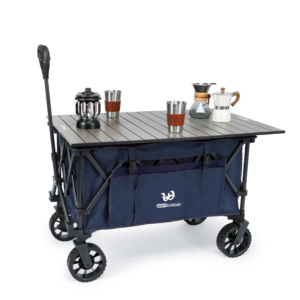 Compact Folding Camping Wagon Cart with Table