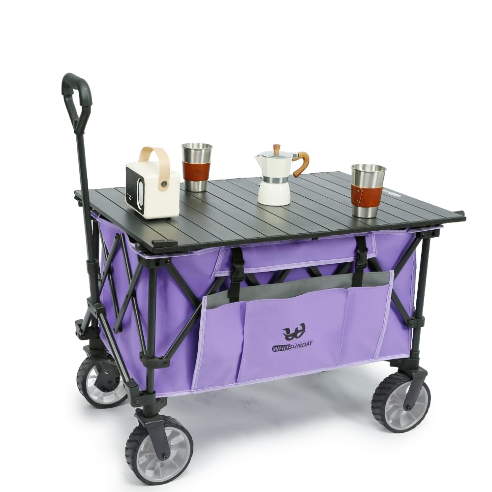 Compact Folding Camping Wagon Cart with Table