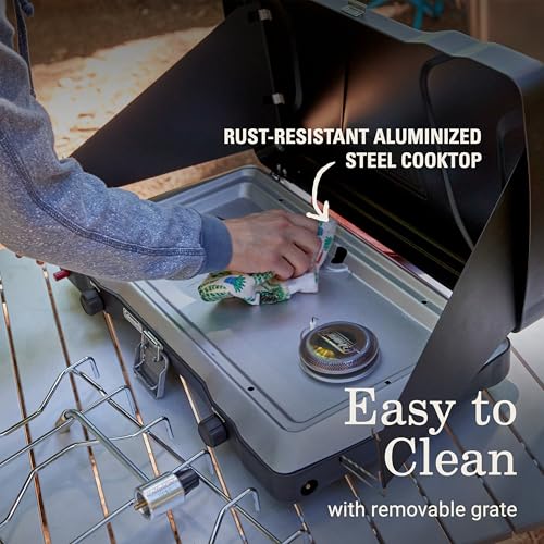 Portable 2 Burner Propane Camping Stove with Wind Guards