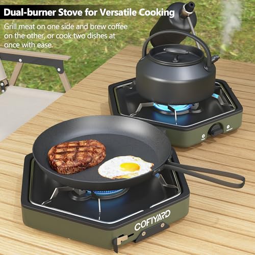 Portable 2 Burner Propane Camping Stove with Bag