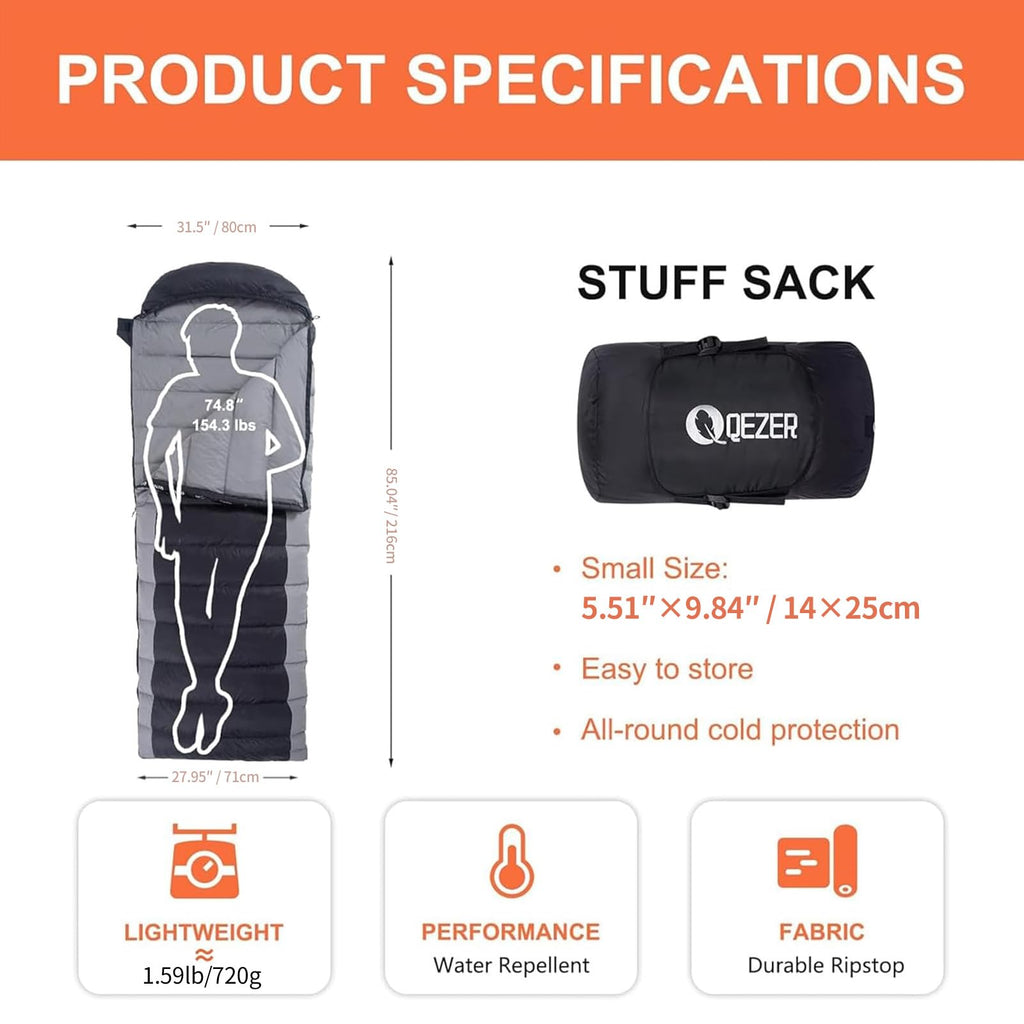 Ultralight Down Sleeping Bag for Camping Hiking