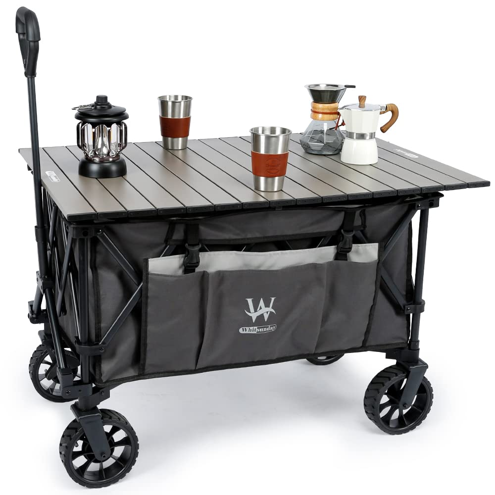 Compact Folding Camping Wagon Cart with Table