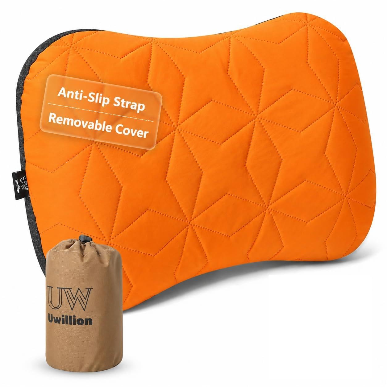 UWILLION Inflatable Camping Pillow with Removable Cover - Ultralight Inflatable Pillow Lightweight, Ergonomic and Washable for Camping, Hiking, and Travel