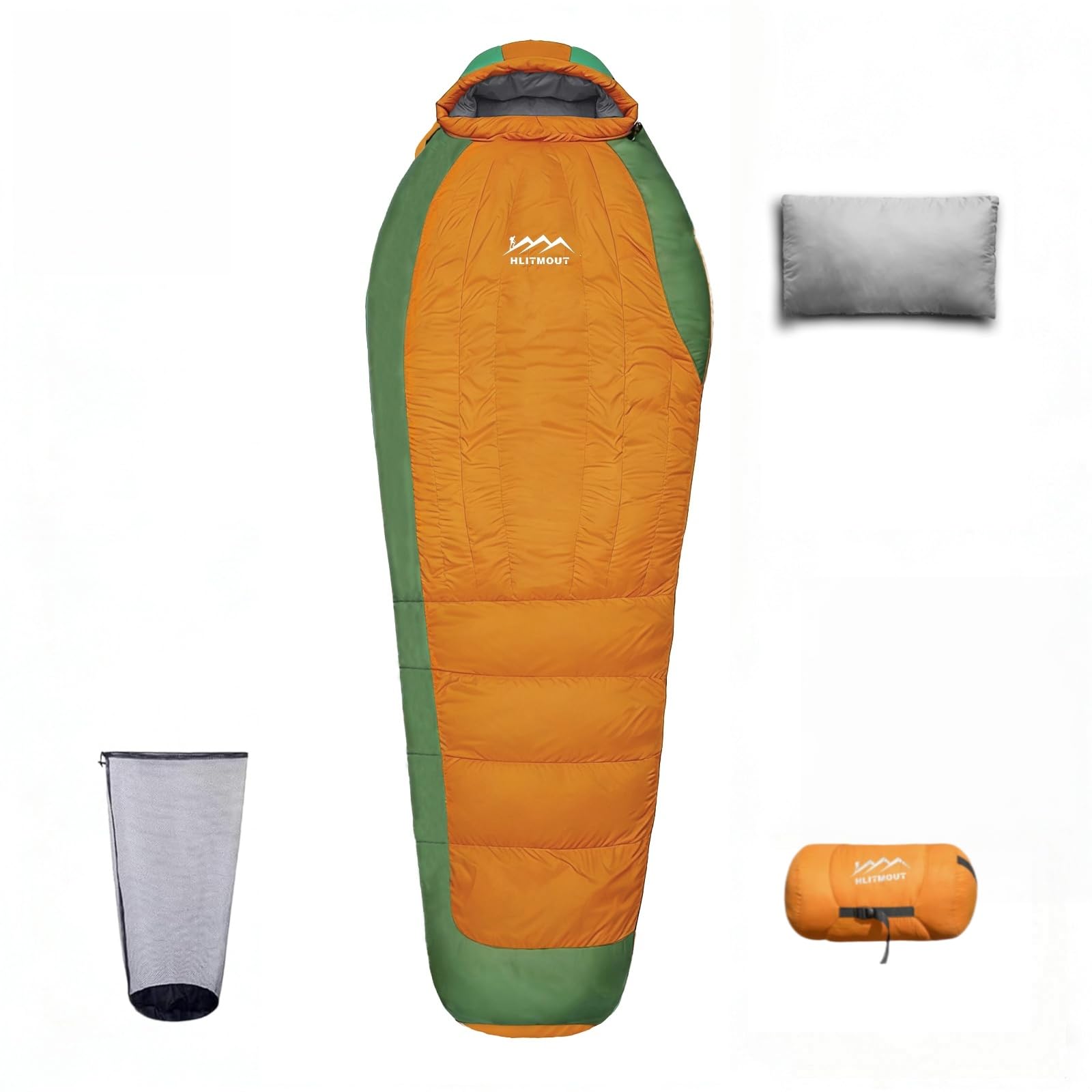 HLITMOUT Down Sleeping Bag with Pillow, 0°F 20°F 32°F Regular and XL Compact Lightweight Sleeping Bag for Adults,Teens Backpacking,Camping and Hiking Outdoor