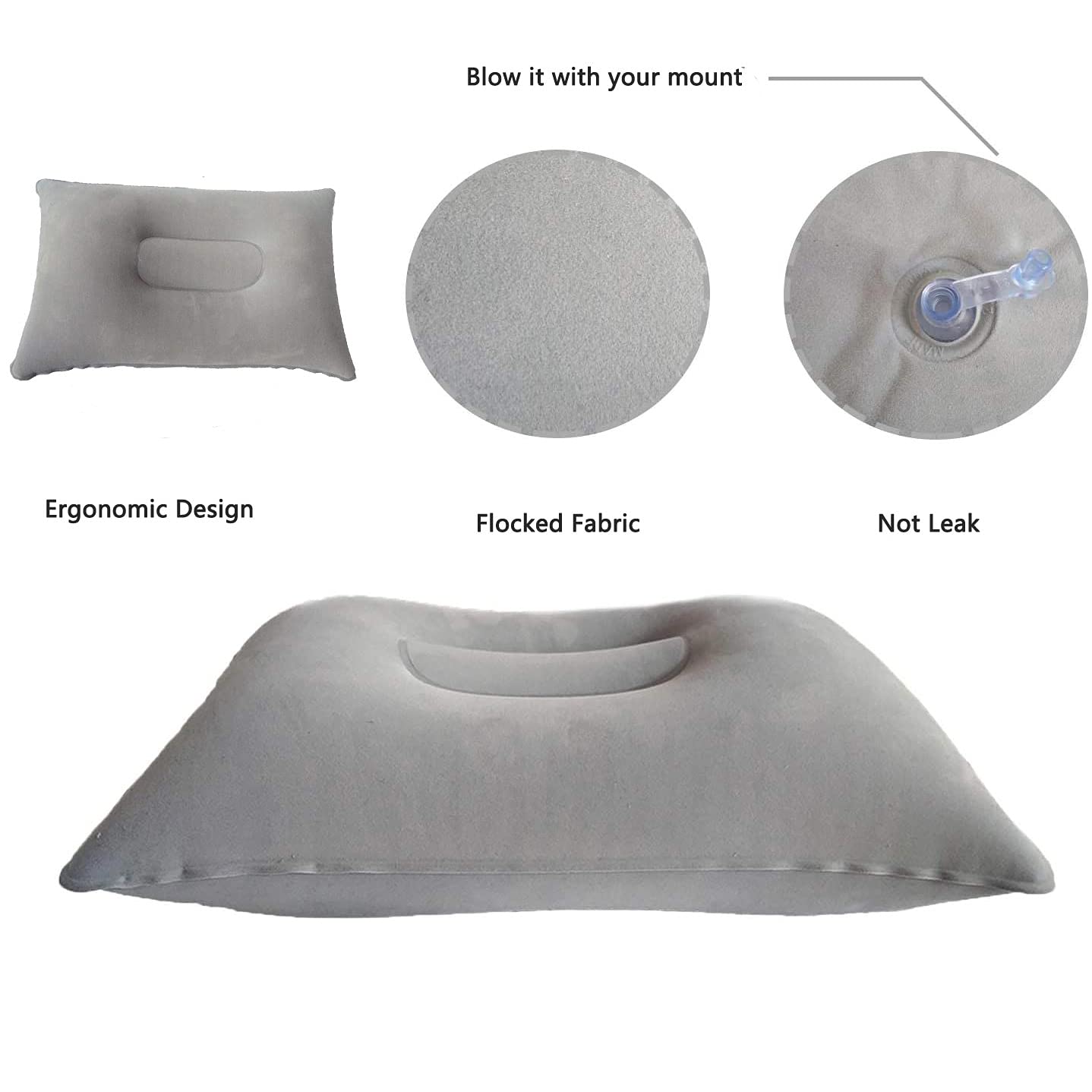 Dogxiong Ultralight Inflatable Air Pillow - Small Squared Flocked Fabric Beach Pillow