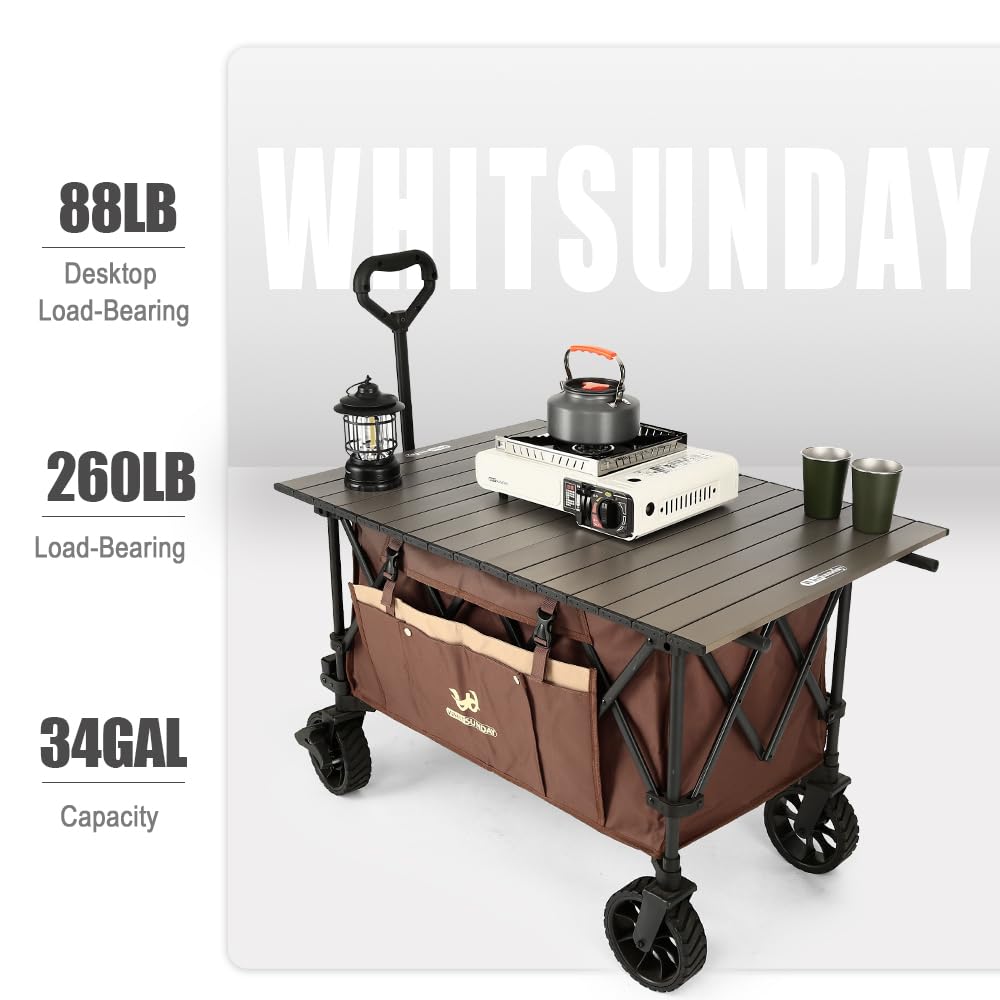 Compact Folding Camping Wagon Cart with Table
