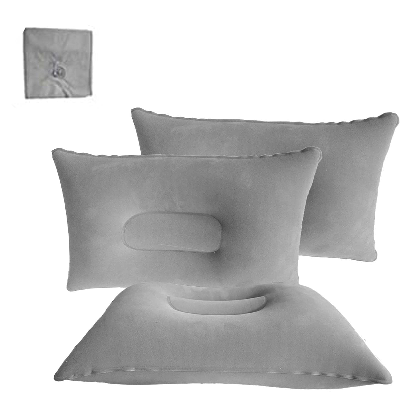 Dogxiong Ultralight Inflatable Air Pillow - Small Squared Flocked Fabric Beach Pillow