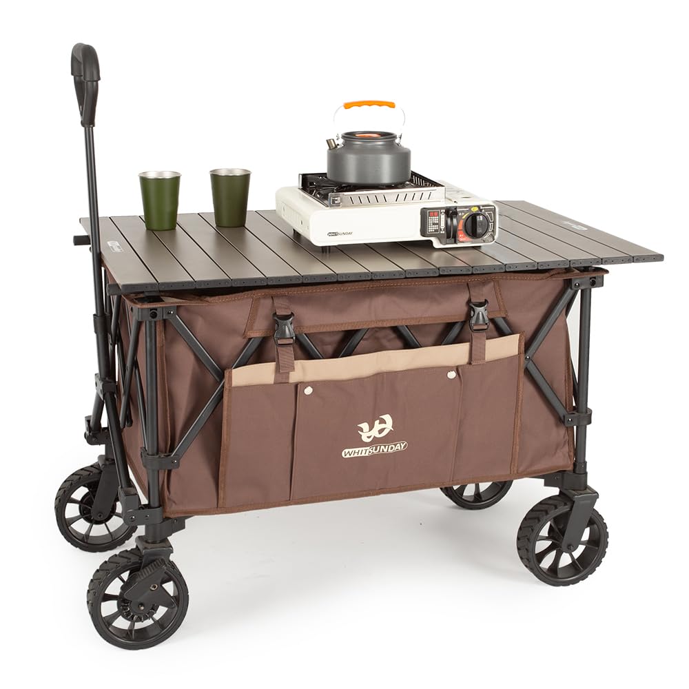 Compact Folding Camping Wagon Cart with Table