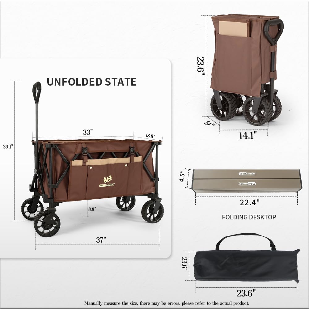 Compact Folding Camping Wagon Cart with Table