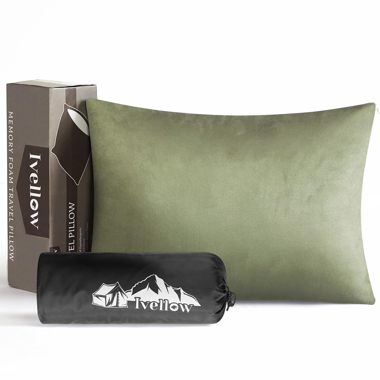 Ivellow Memory Foam Travel Pillow Compressible Travel Pillow for Sleeping Shredded Memory Foam Pillow Compact Firm Supportive Small Pillow for Adults Kids