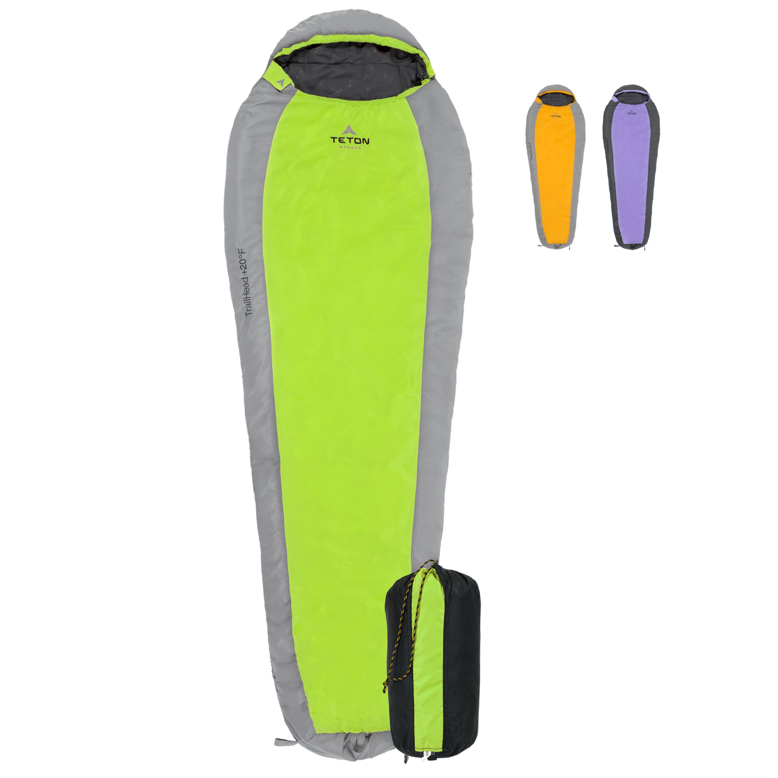Teton 20F and 5F Degree Sleeping Bag; Lightweight, Warm Weather Mummy Sleeping Bags for Adults and Kids, Camping, Backpacking, Hiking