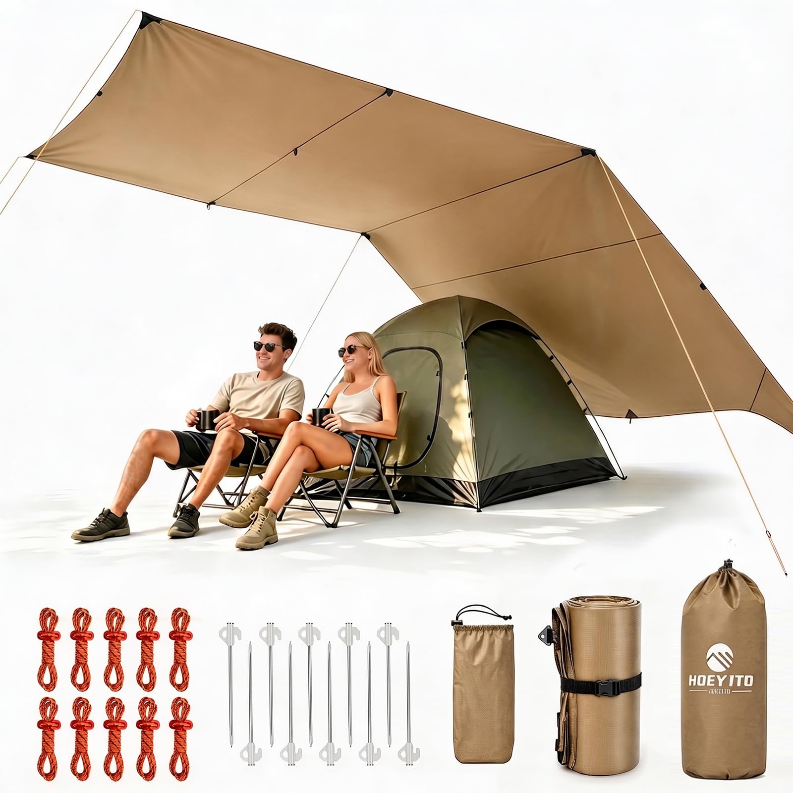 Large Waterproof Camping Tarp Rain Fly Shelter