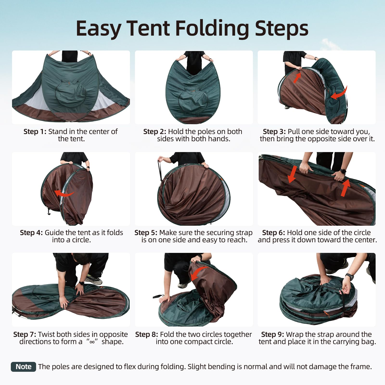 Instant Pop Up Waterproof Camping Tent with 2 Doors