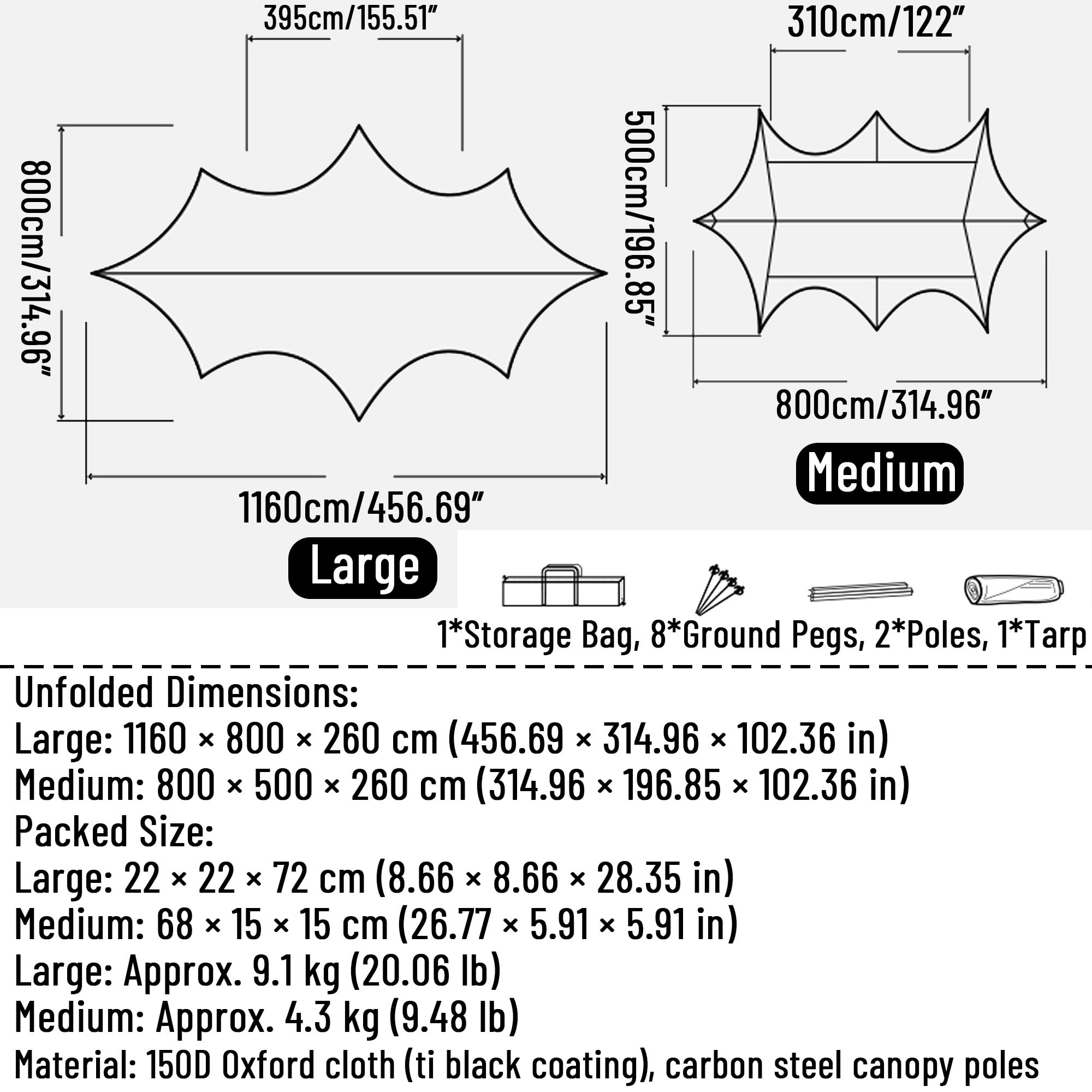 Large Waterproof Camping Tarp Sun Shelter