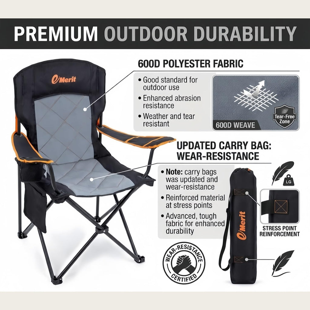 Heavy Duty Foldable Camping Chair with Cup Holder