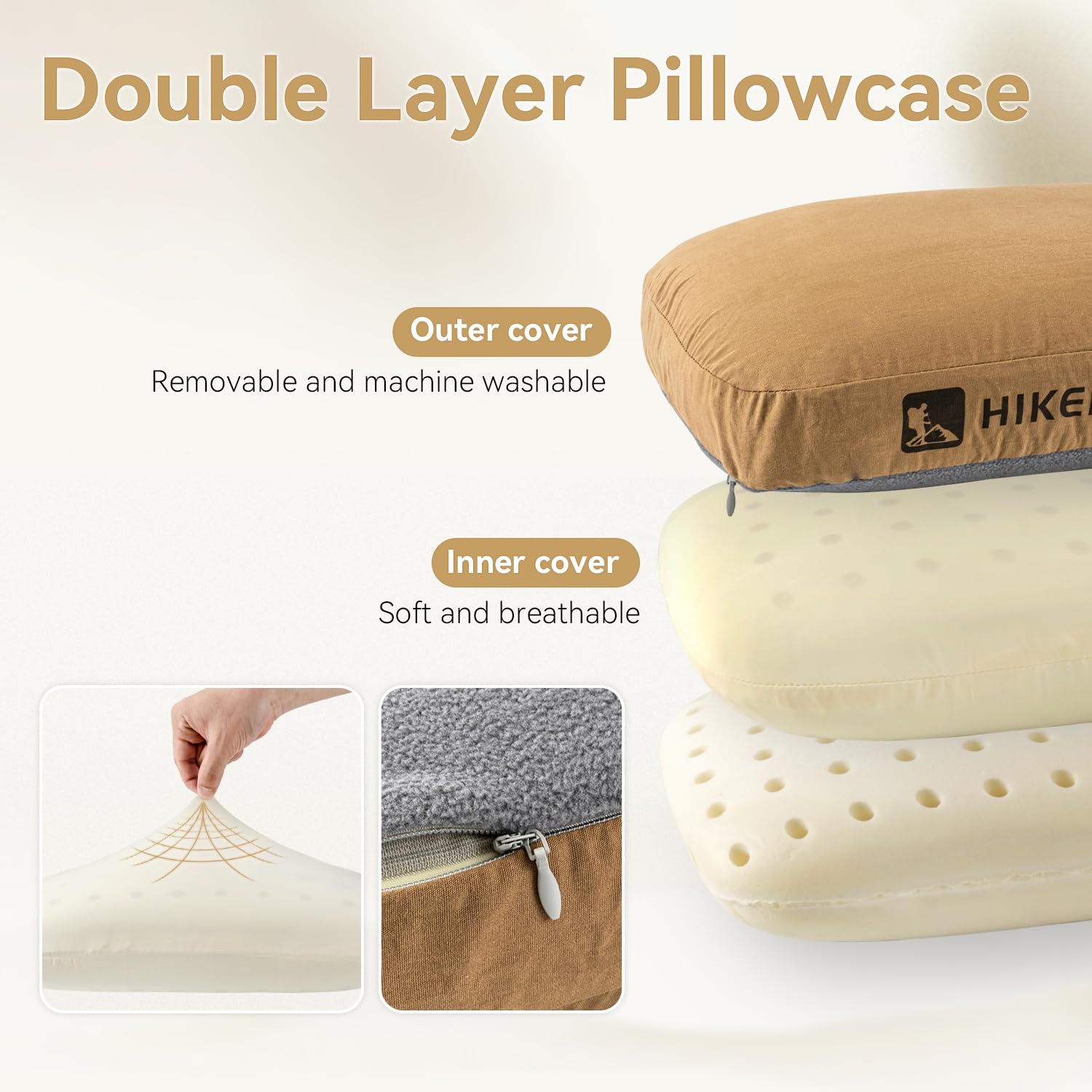 HIKEMAN Camping Memory Foam Pillow - Ultralight Travel Pillow,Backpacking Pillow with Removable Cover,Neck Lumbar Support Ergonomic Pillows for Sleeping,Camping, Hiking, Backpacking