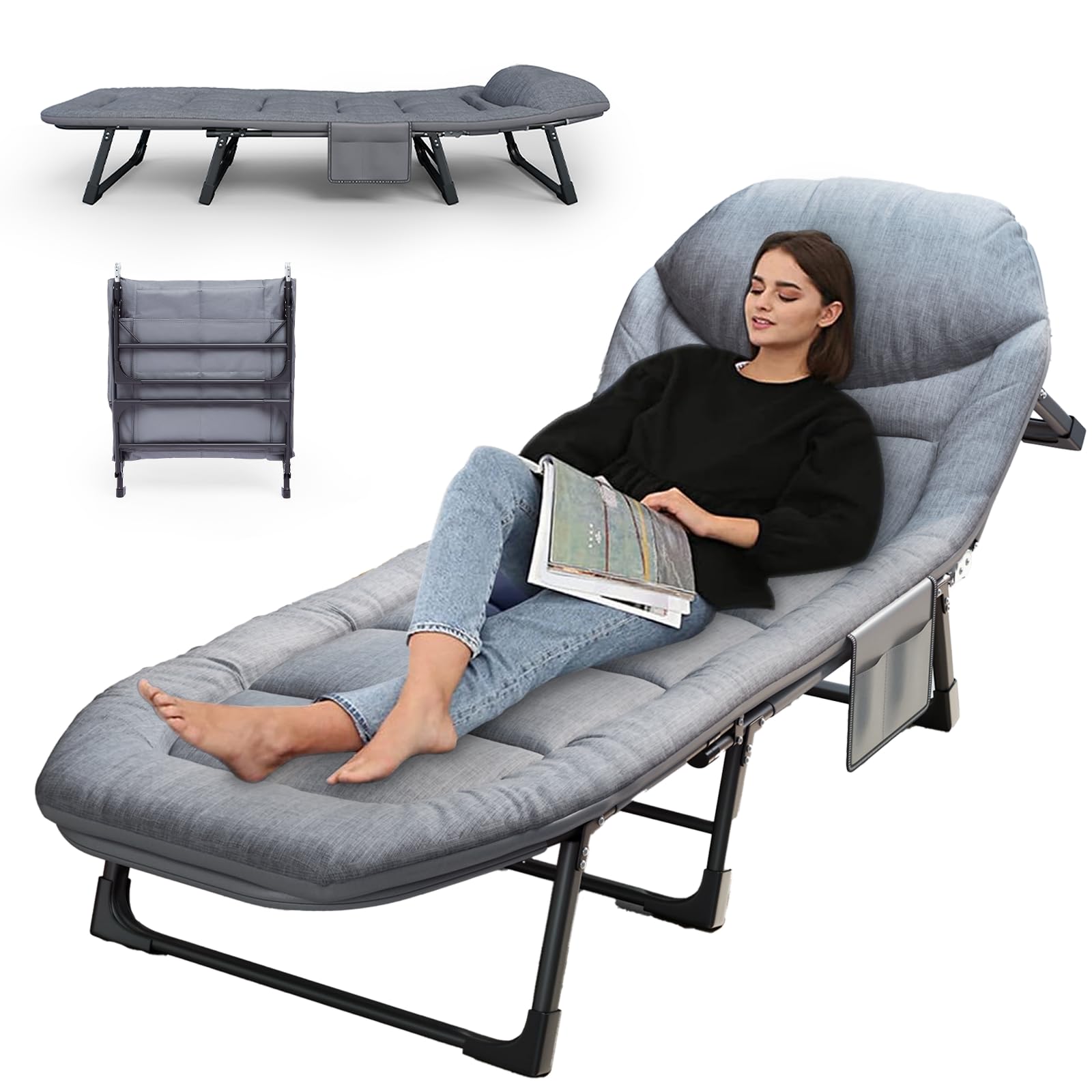 Heavy Duty Folding Camping Cot with Mattress
