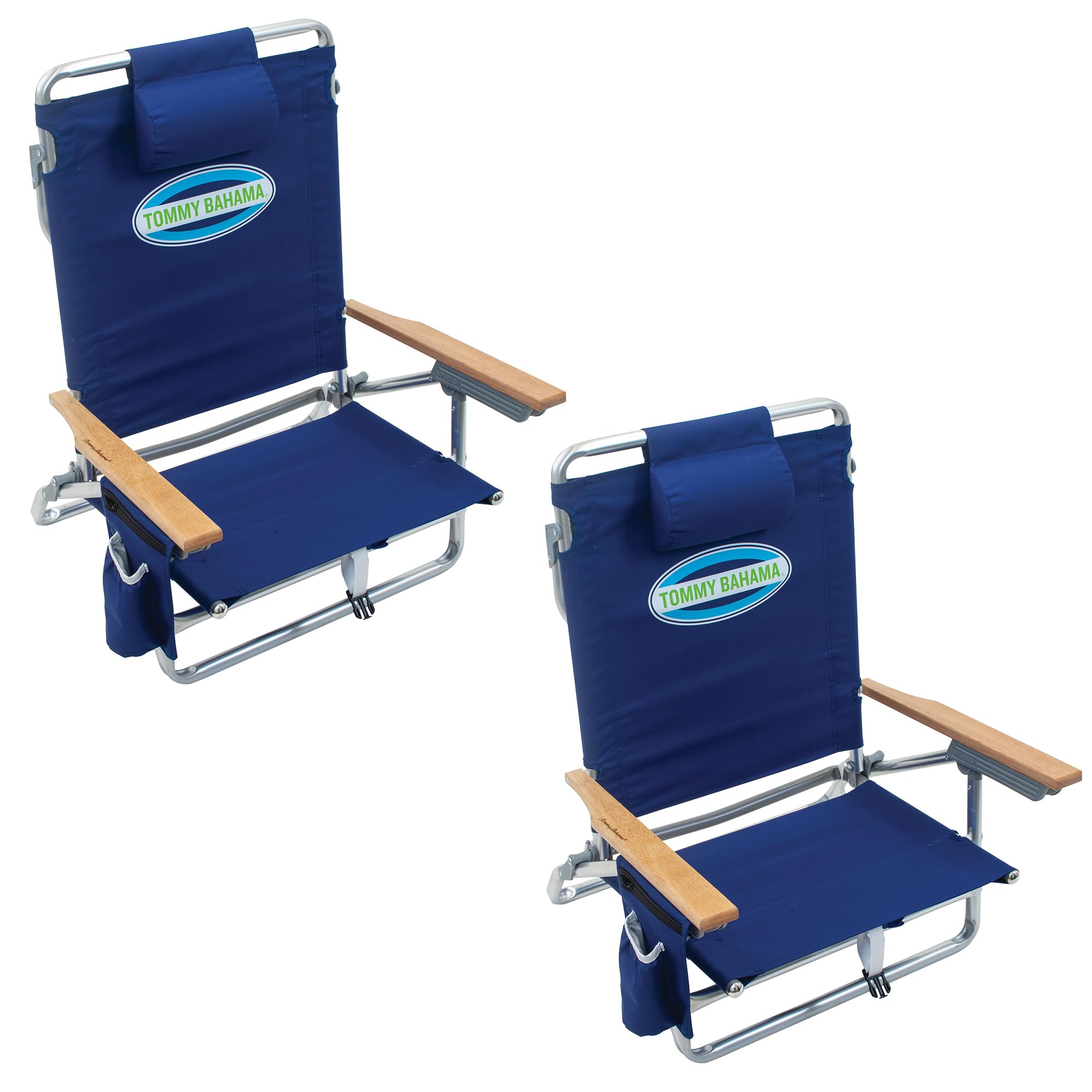 Tommy Bahama 5-Position Classic Lay Flat Backpack Beach Chair with Cooler and Cup Holder, Portable Folding Beach Chair for Tanning
