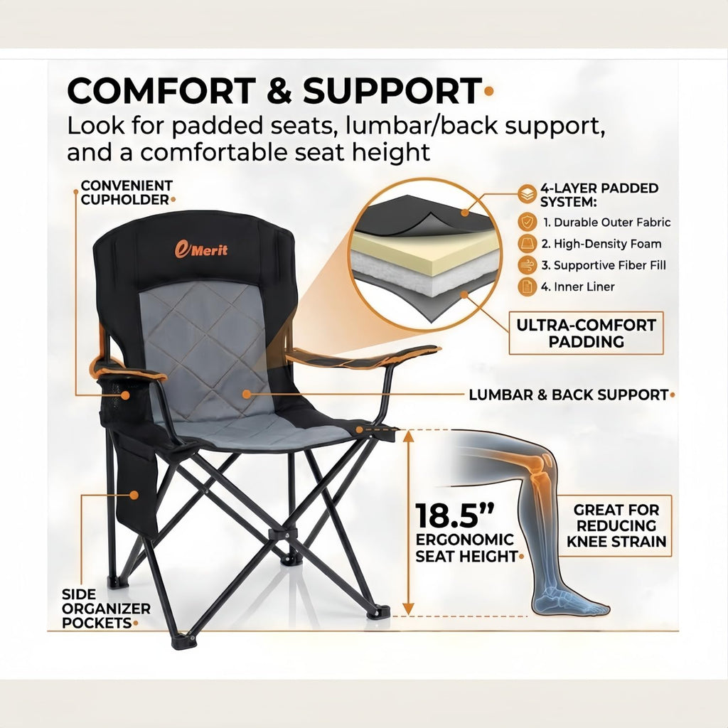 Heavy Duty Foldable Camping Chair with Cup Holder