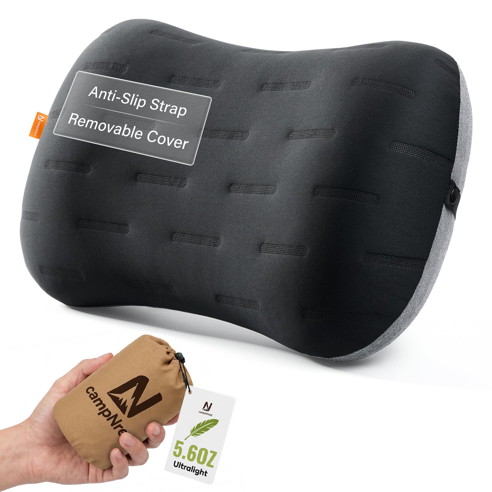 CAMPNREST Inflatable Camping Pillow - Ultralight Compact Air Pillow for Travel, Backpacking & Hiking - Ergonomic Neck & Lumbar Support