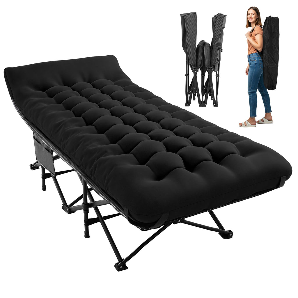 Extra Wide Portable Camping Cot with Mattress