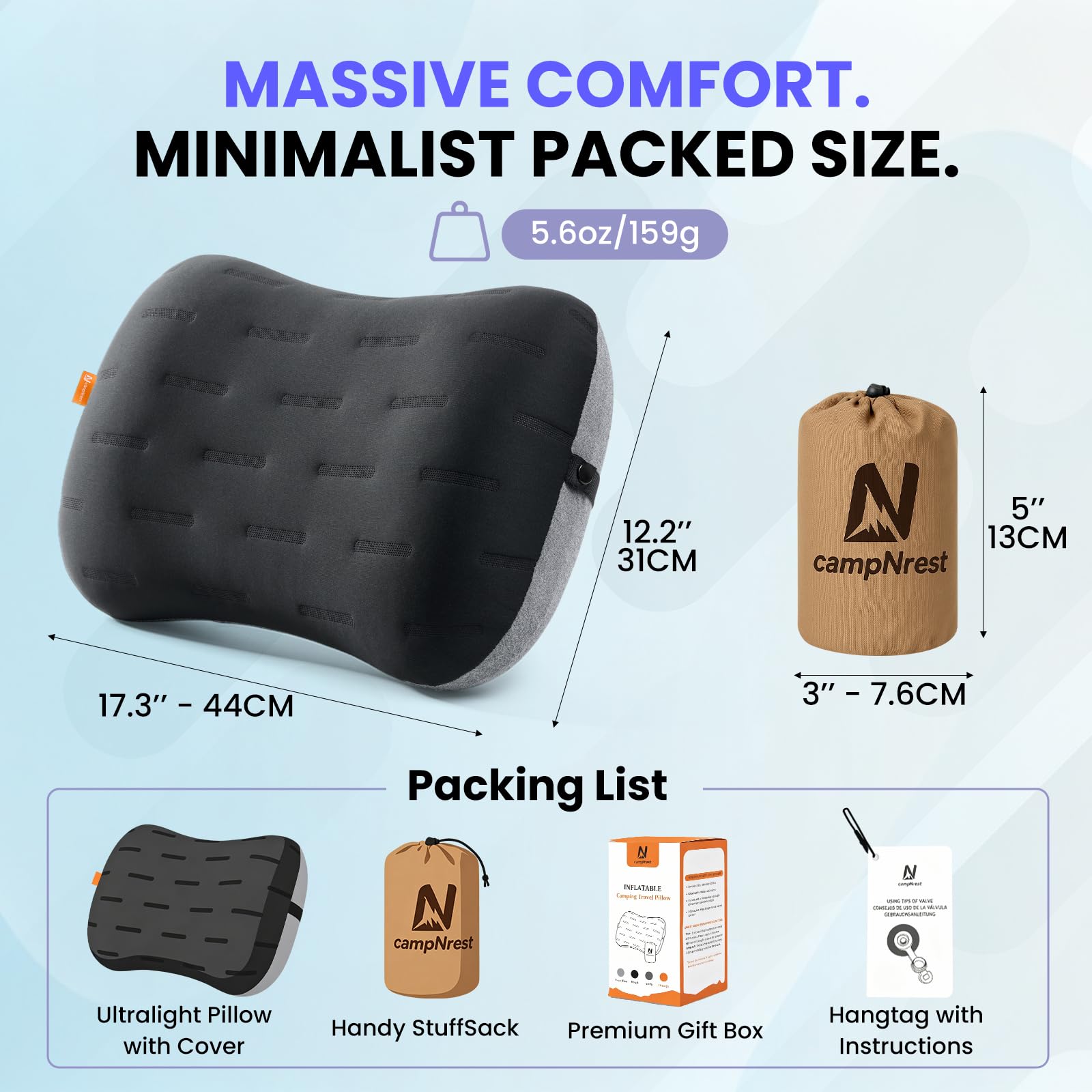 Ultralight Inflatable Camping Pillow for Hiking