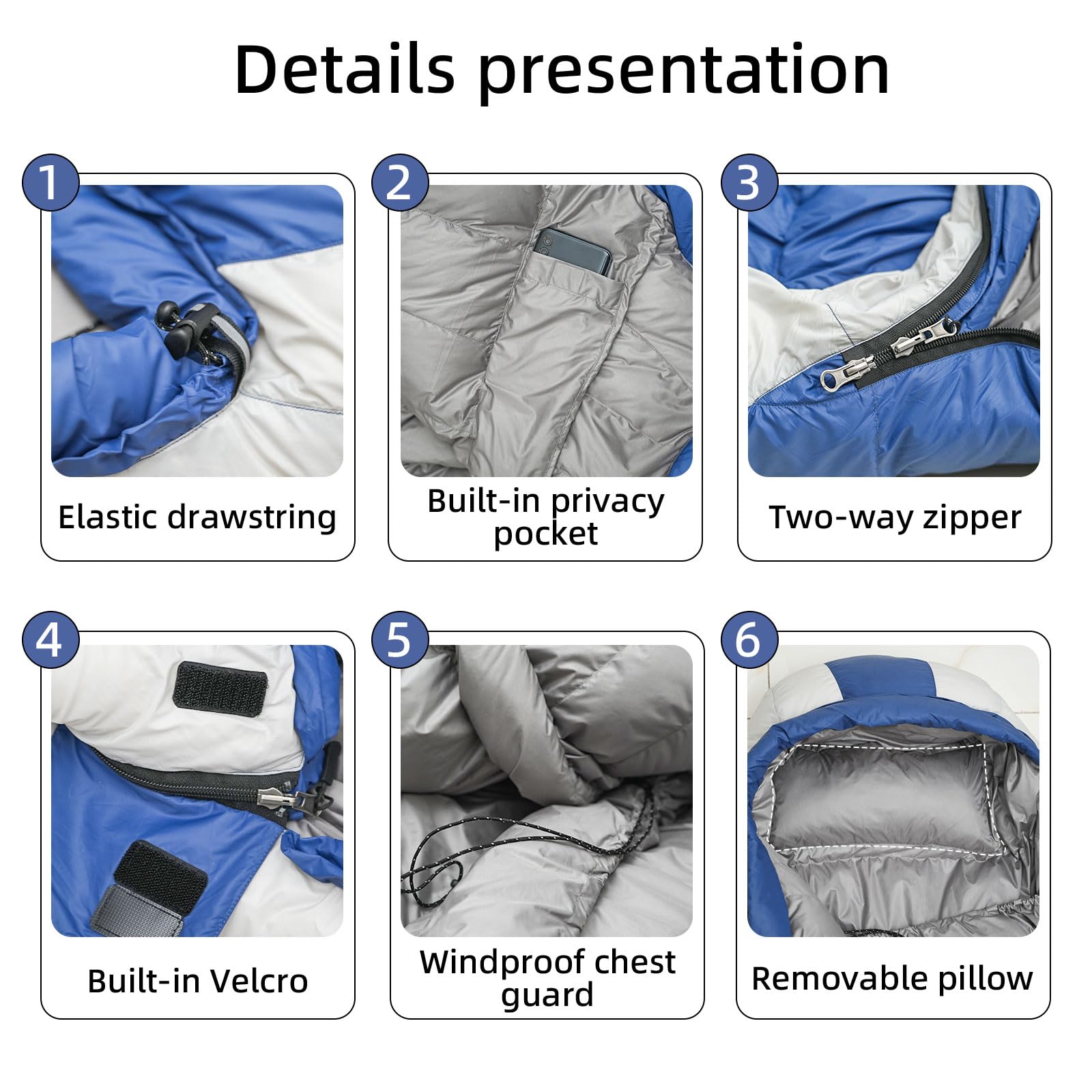 HLITMOUT Down Sleeping Bag with Pillow, 0°F 20°F 32°F Regular and XL Compact Lightweight Sleeping Bag for Adults,Teens Backpacking,Camping and Hiking Outdoor