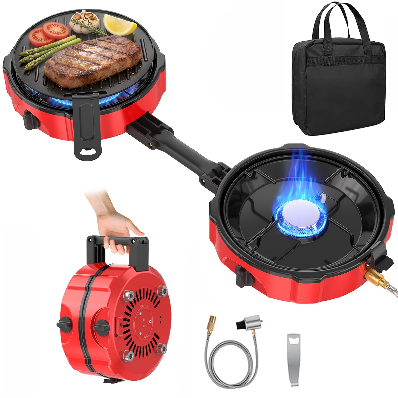 2 Burner Propane Camping Stove with Carry Bag