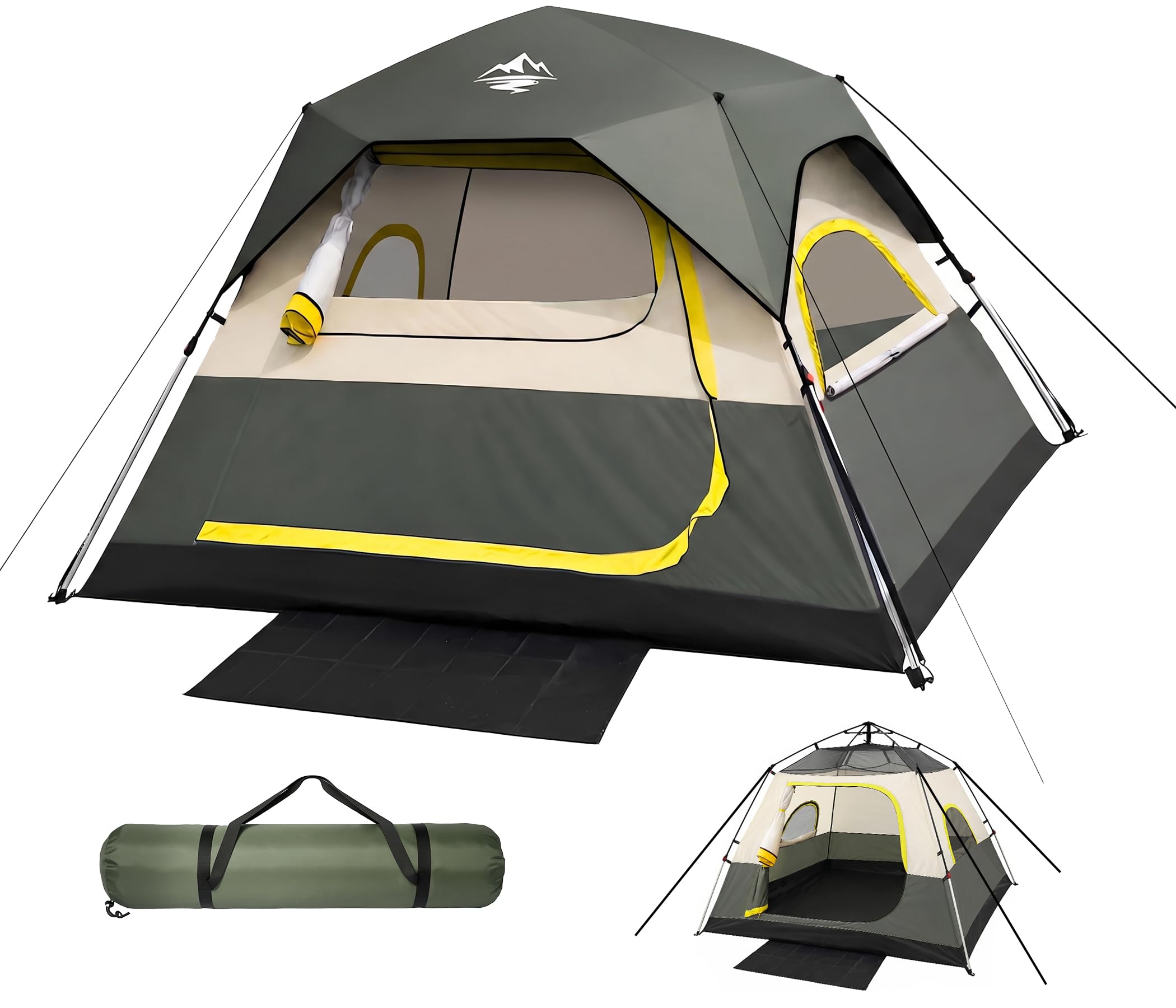 4 Person Instant Cabin Camping Tent with Rainfly