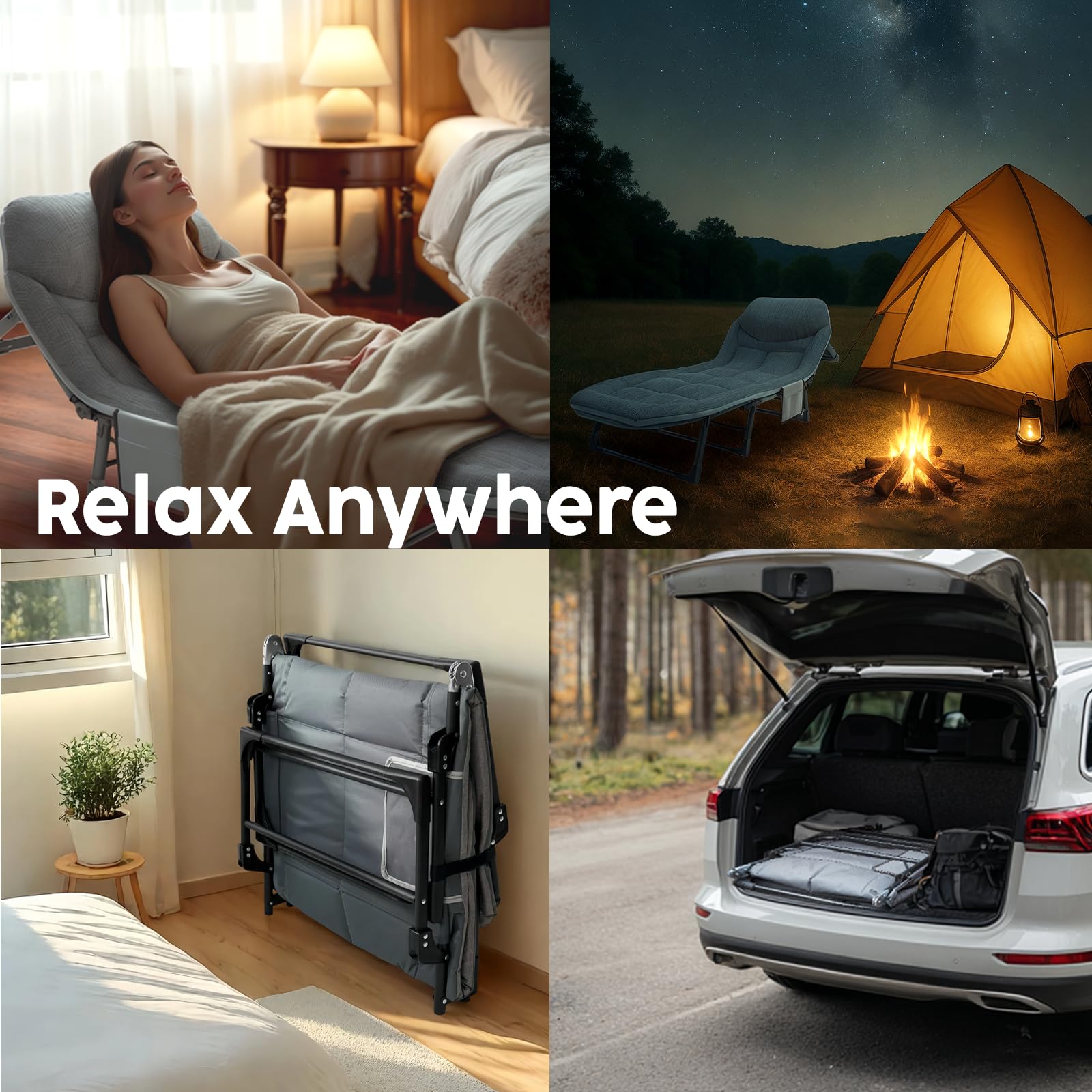 Heavy Duty Folding Camping Cot with Mattress