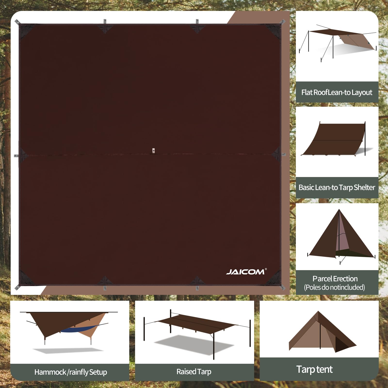 Waterproof Ultralight Camping Tarp Rain Fly Shelter