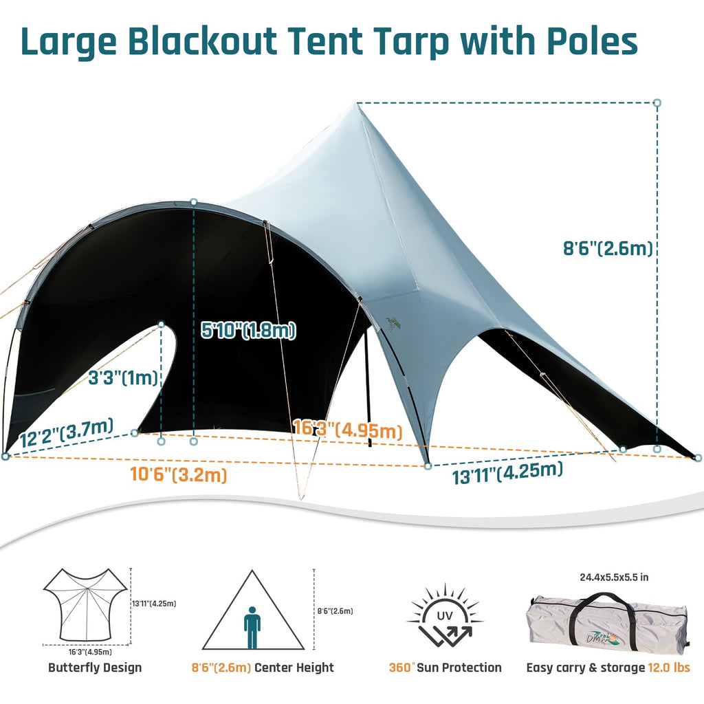 Waterproof Camping Canopy Tarp Sun Shade Shelter