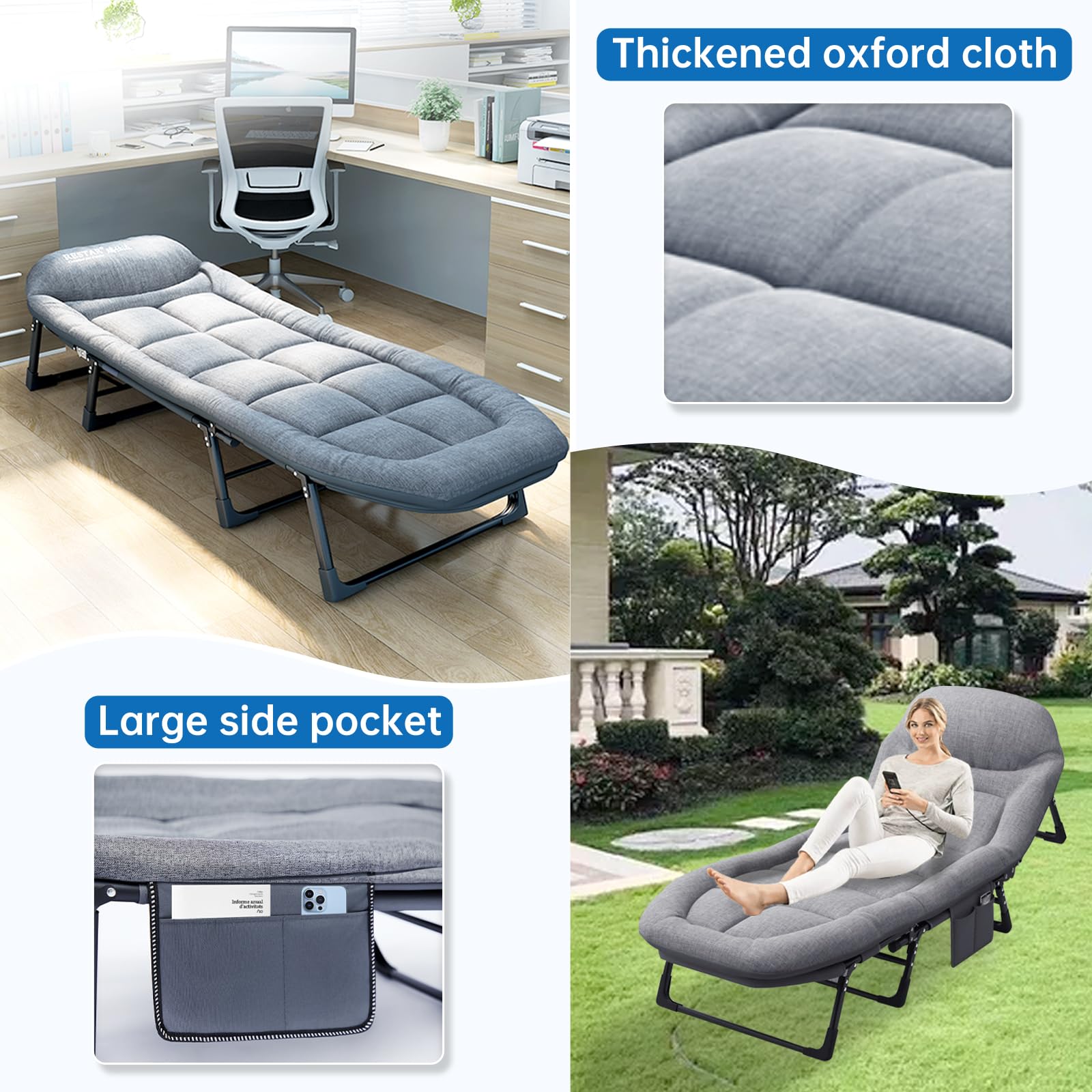 Heavy Duty Folding Camping Cot with Mattress