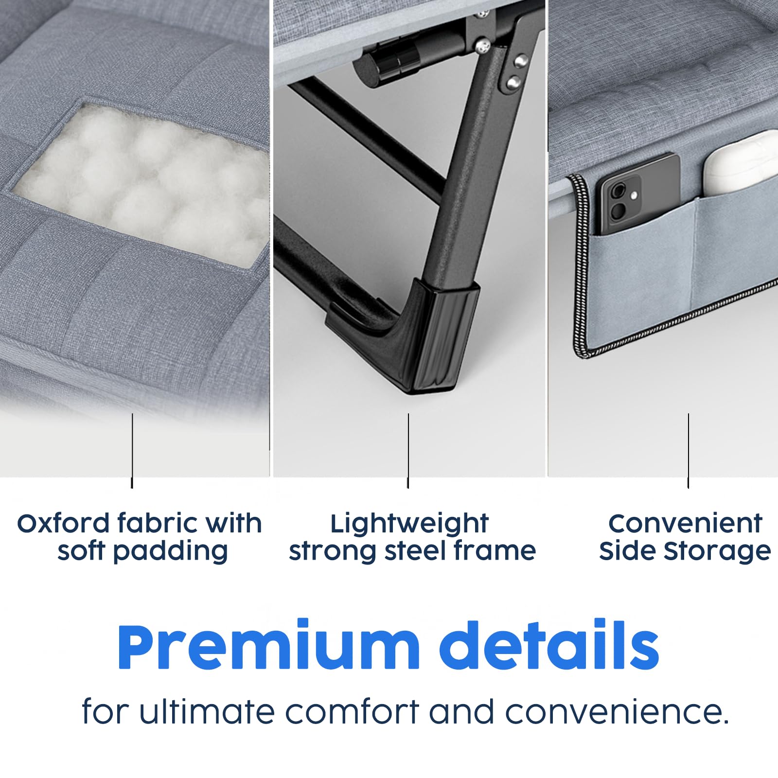 Heavy Duty Folding Camping Cot with Mattress
