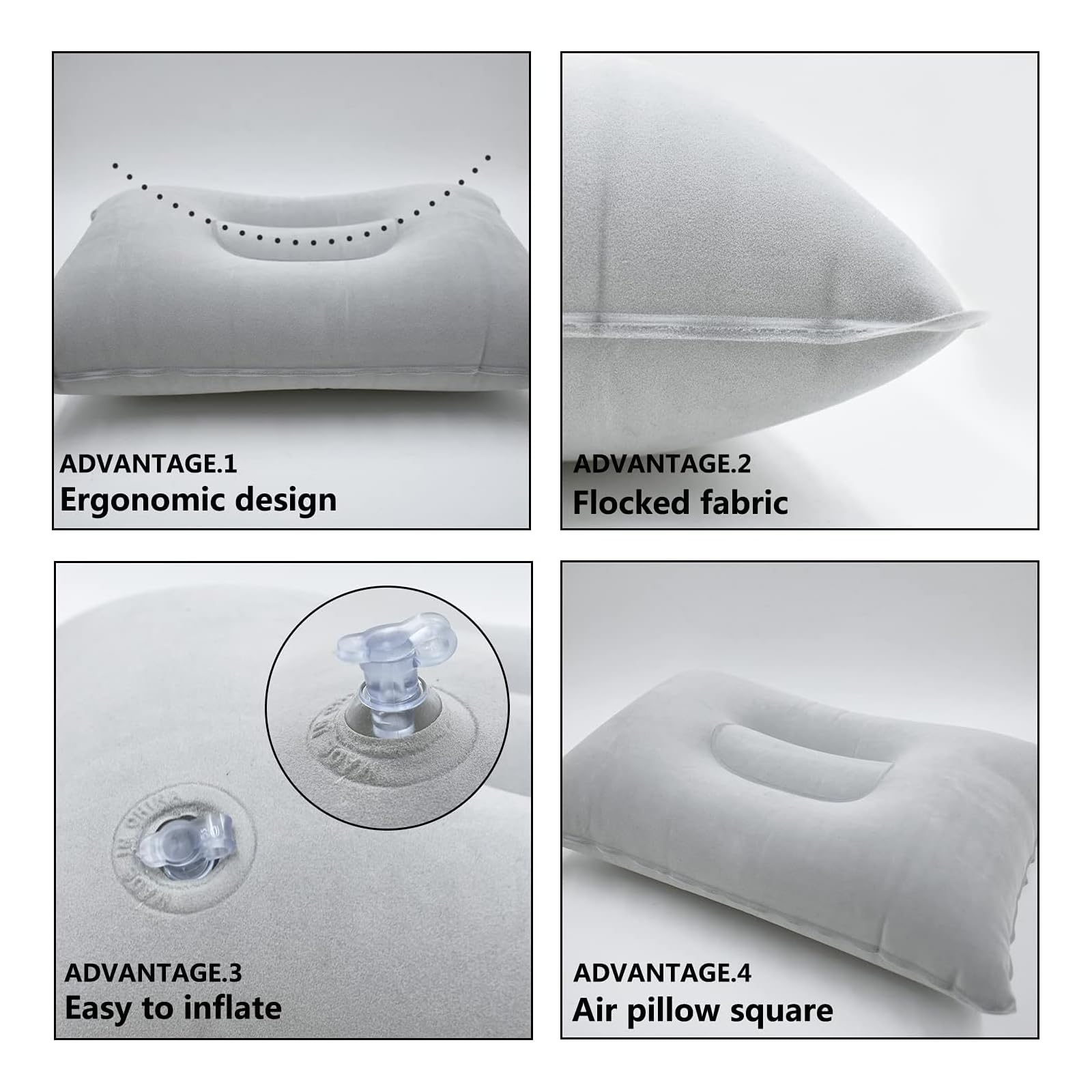 Dogxiong Ultralight Inflatable Air Pillow - Small Squared Flocked Fabric Beach Pillow