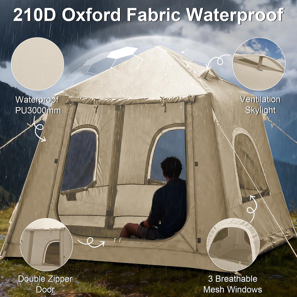 Inflatable Waterproof Camping Tent with Hand Pump