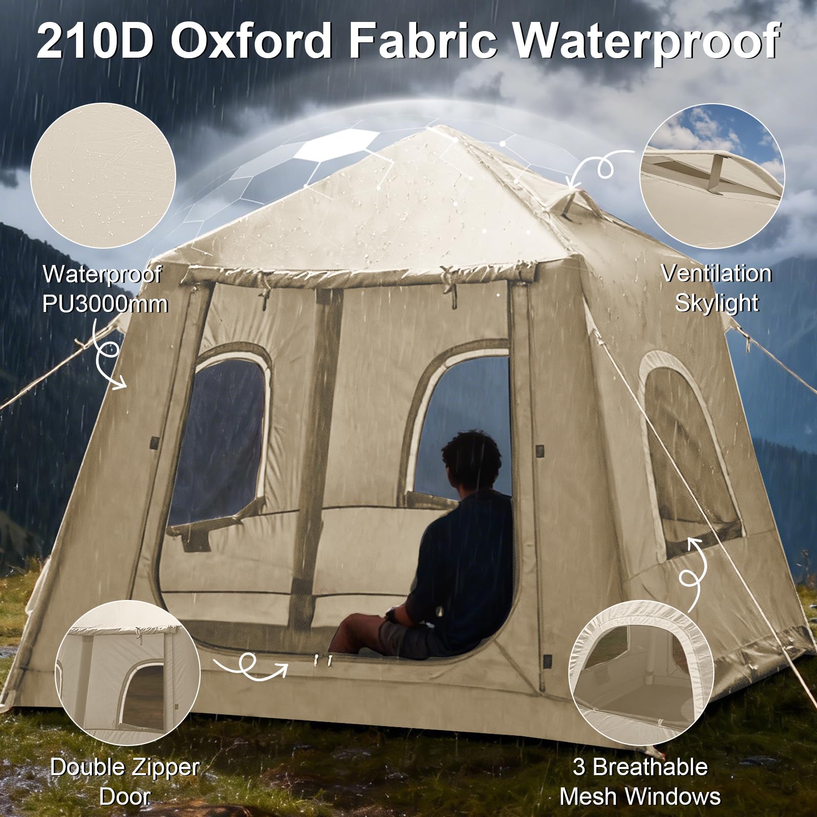 Inflatable Waterproof Camping Tent with Hand Pump