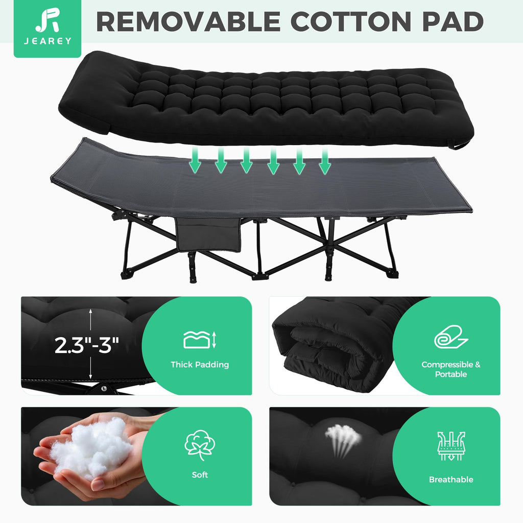 Extra Wide Portable Camping Cot with Mattress