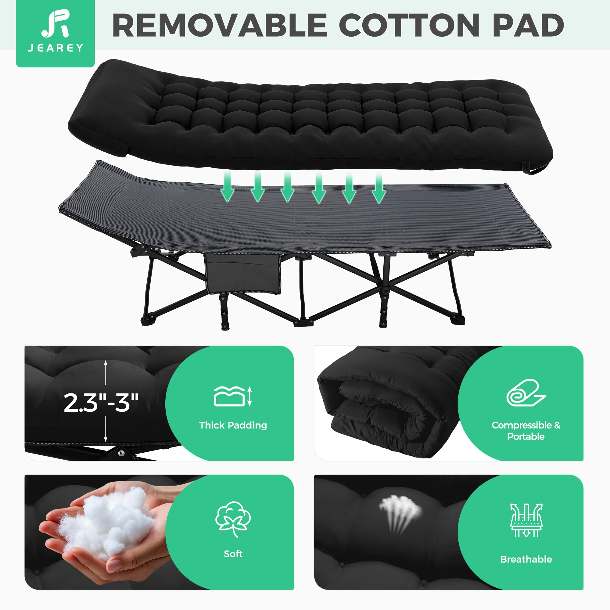 Extra Wide Portable Camping Cot with Mattress