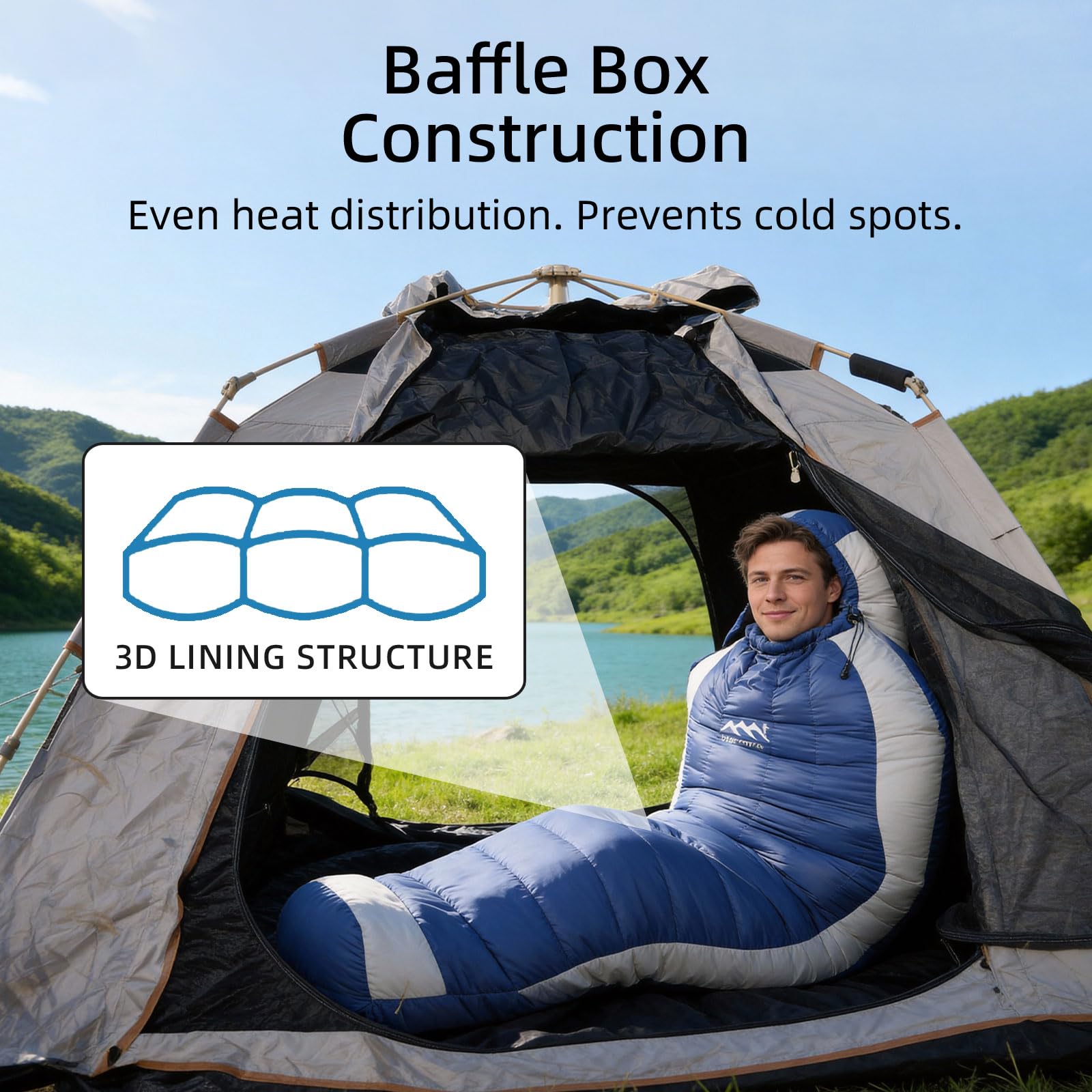 Cold Weather Down Sleeping Bag with Pillow