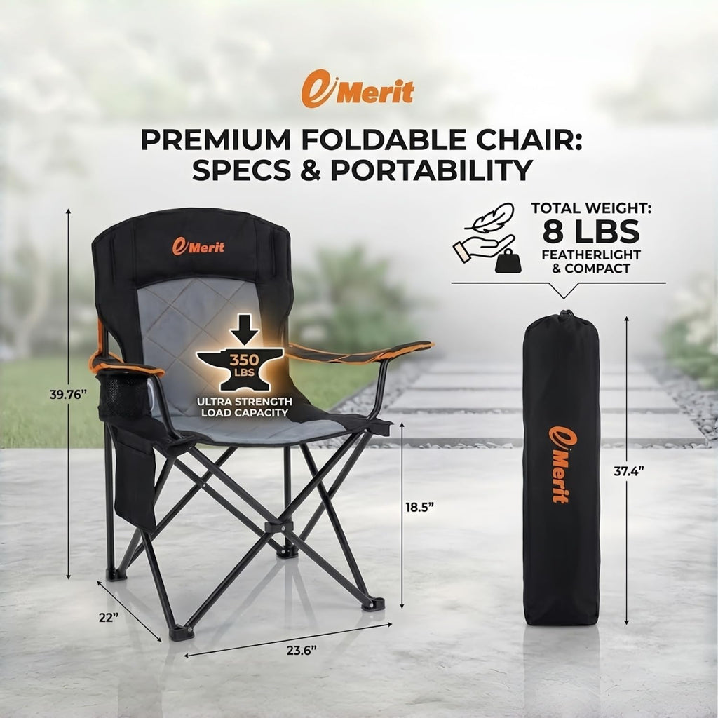 Heavy Duty Foldable Camping Chair with Cup Holder