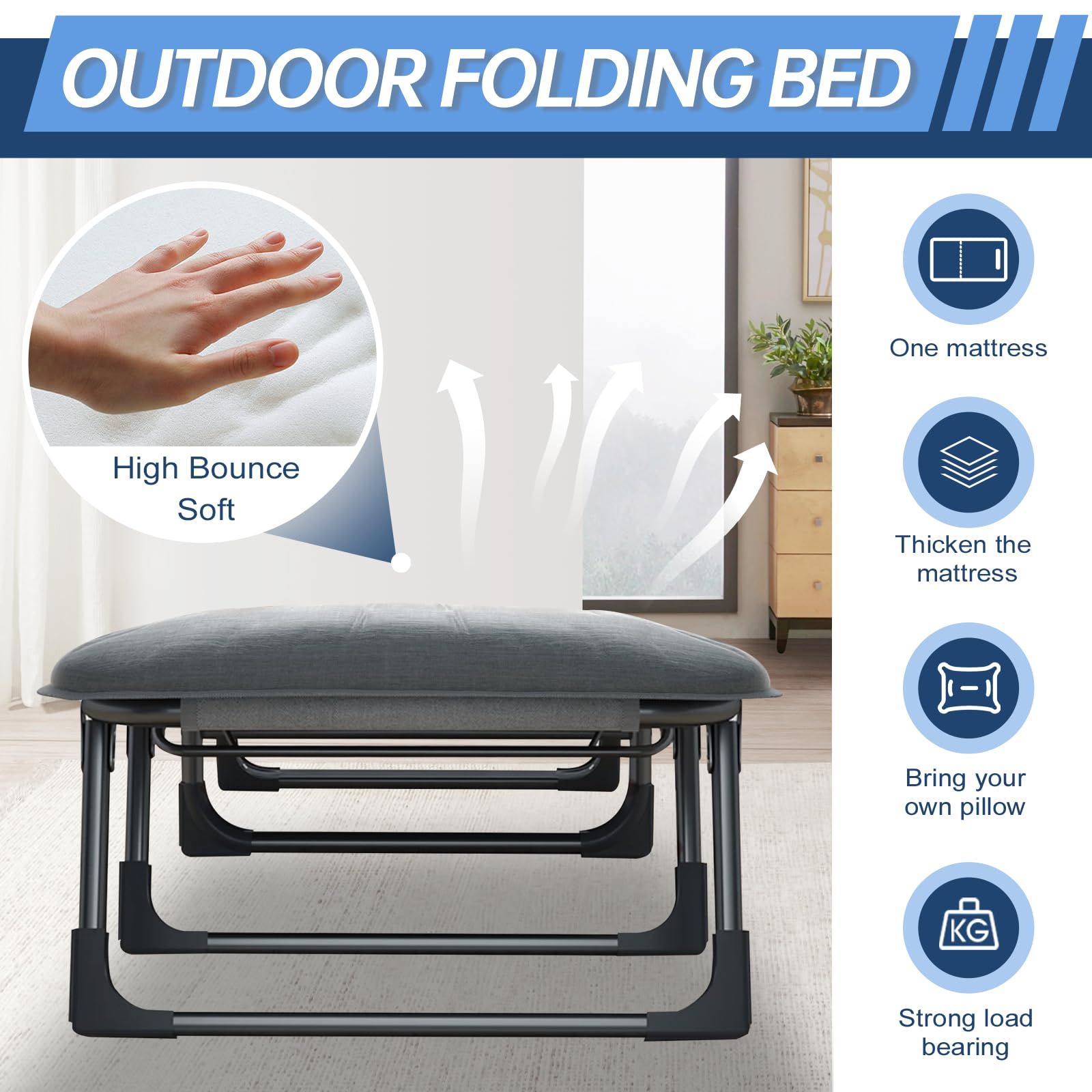 Heavy Duty Folding Camping Cot with Mattress