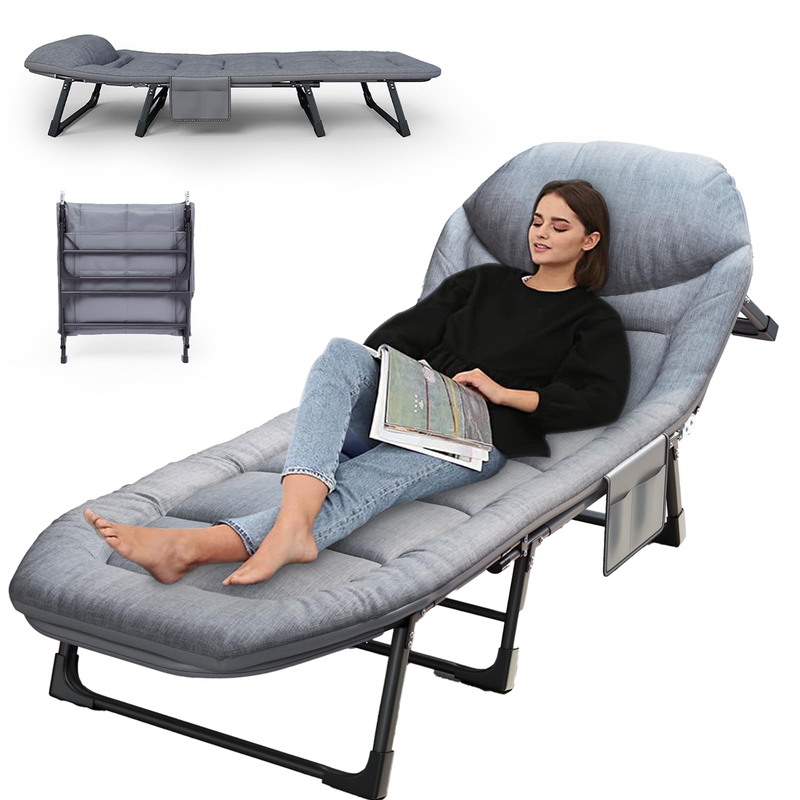 Heavy Duty Folding Camping Cot with Mattress