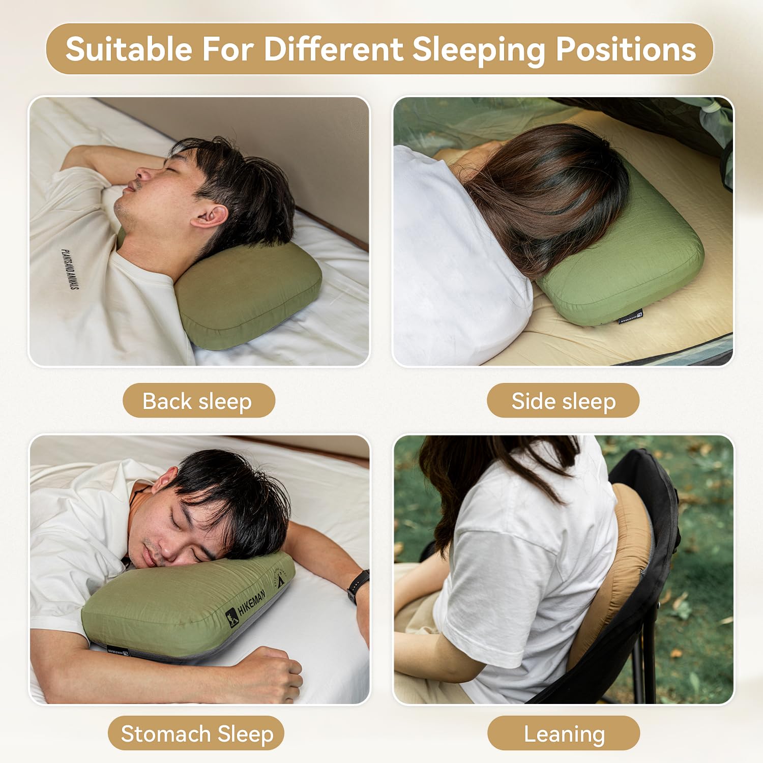 HIKEMAN Camping Memory Foam Pillow - Ultralight Travel Pillow,Backpacking Pillow with Removable Cover,Neck Lumbar Support Ergonomic Pillows for Sleeping,Camping, Hiking, Backpacking
