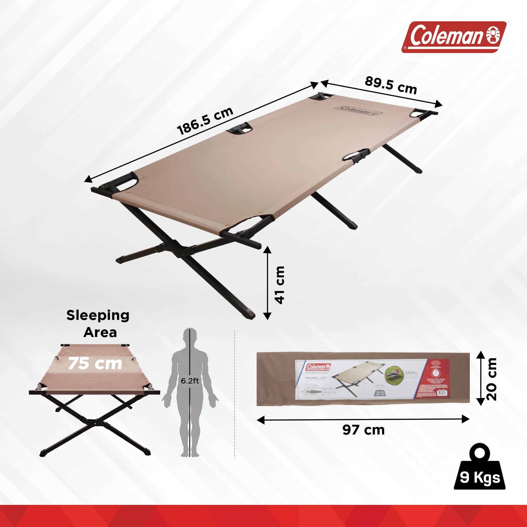 Folding Camping Cot for Adults 300lb Capacity