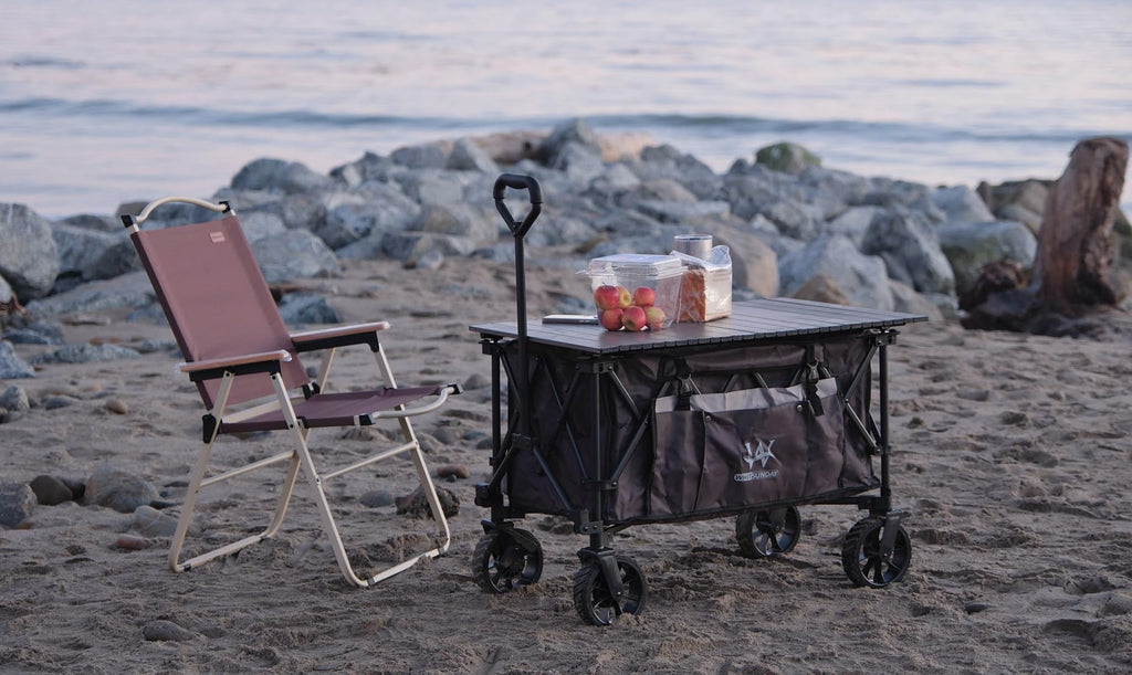 Compact Folding Camping Wagon Cart with Table
