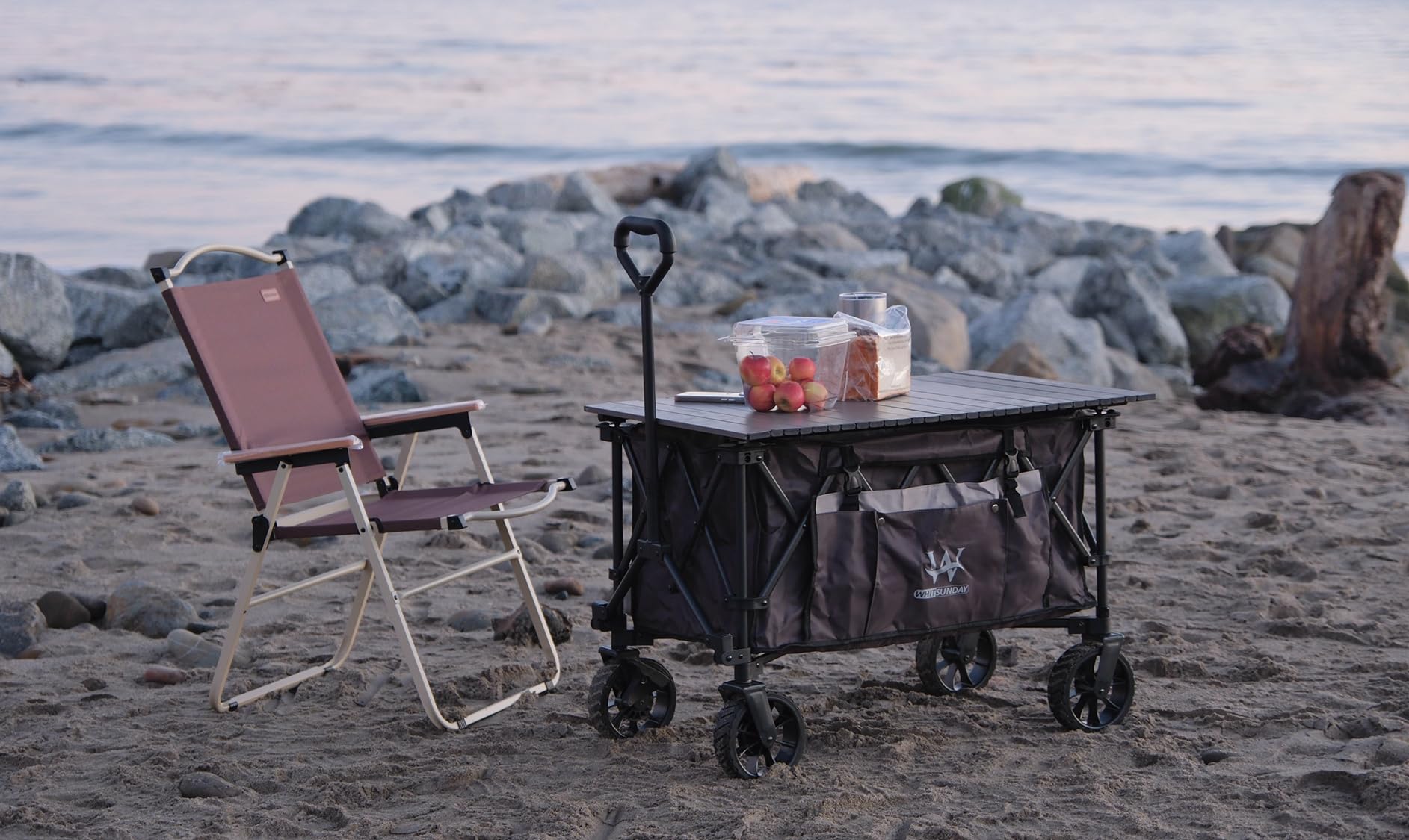 Compact Folding Camping Wagon Cart with Table