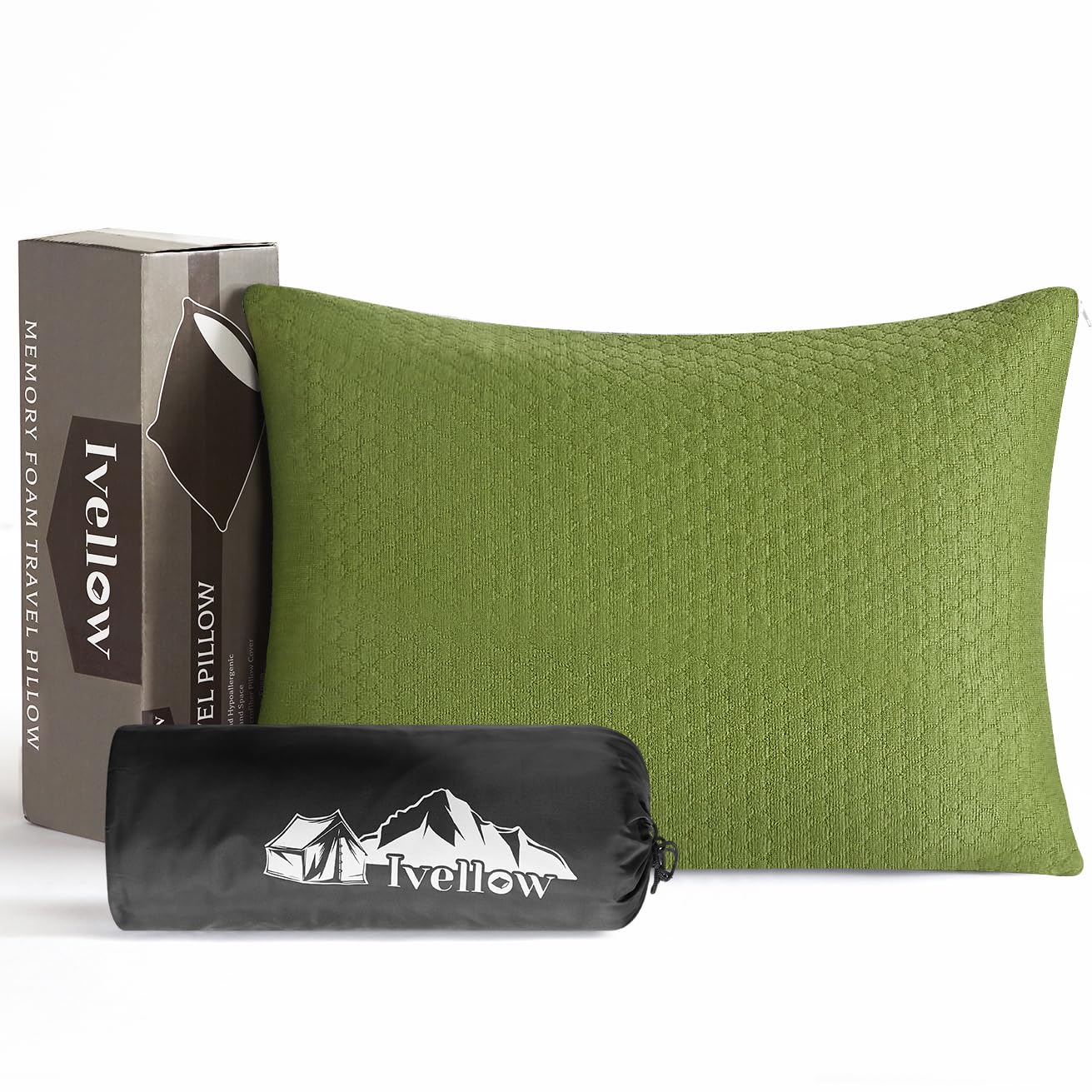 Ivellow Memory Foam Travel Pillow Compressible Travel Pillow for Sleeping Shredded Memory Foam Pillow Compact Firm Supportive Small Pillow for Adults Kids